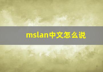 mslan中文怎么说