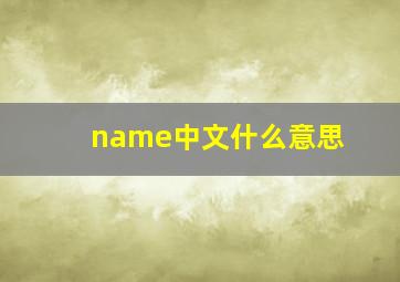 name中文什么意思