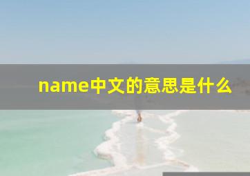 name中文的意思是什么