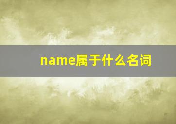 name属于什么名词