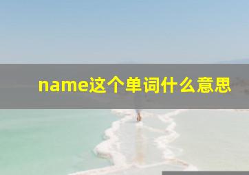 name这个单词什么意思