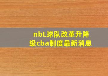 nbL球队改革升降级cba制度最新消息