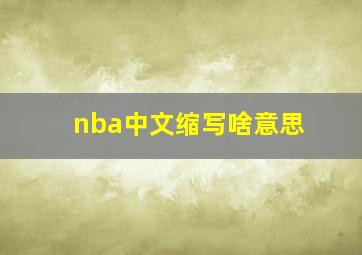 nba中文缩写啥意思