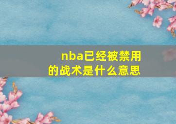 nba已经被禁用的战术是什么意思