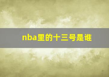 nba里的十三号是谁