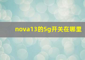 nova13的5g开关在哪里