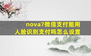 nova7微信支付能用人脸识别支付吗怎么设置