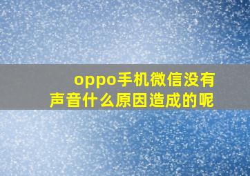 oppo手机微信没有声音什么原因造成的呢