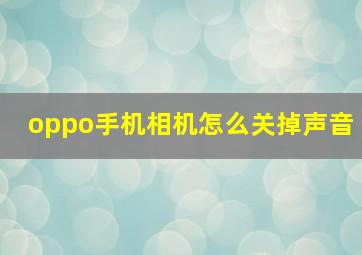 oppo手机相机怎么关掉声音