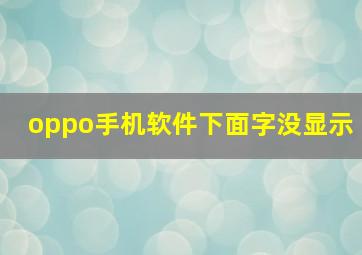 oppo手机软件下面字没显示