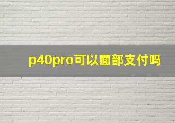 p40pro可以面部支付吗