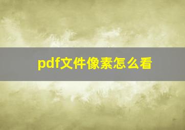 pdf文件像素怎么看