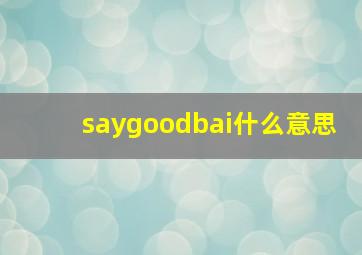 saygoodbai什么意思