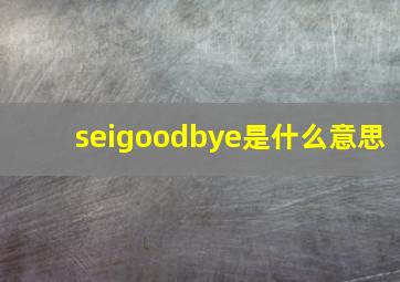 seigoodbye是什么意思