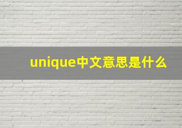 unique中文意思是什么