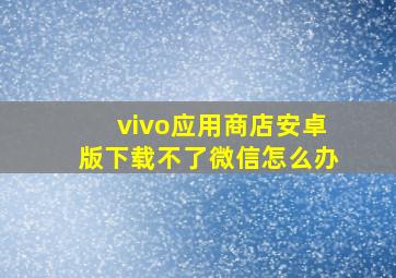 vivo应用商店安卓版下载不了微信怎么办