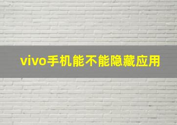 vivo手机能不能隐藏应用