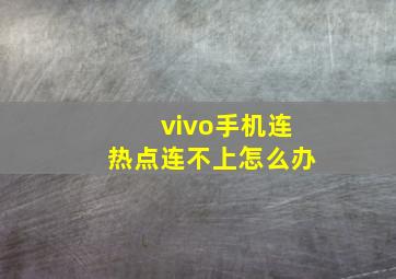 vivo手机连热点连不上怎么办