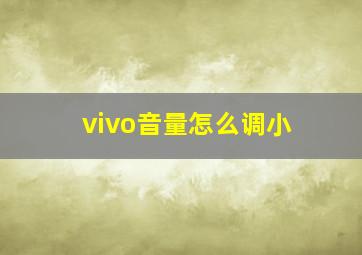 vivo音量怎么调小