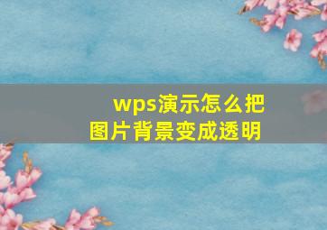 wps演示怎么把图片背景变成透明