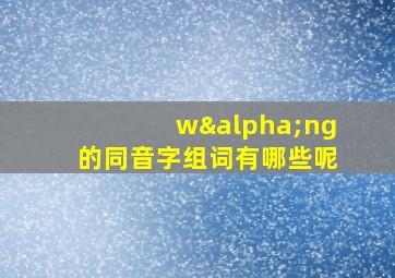 wαng的同音字组词有哪些呢