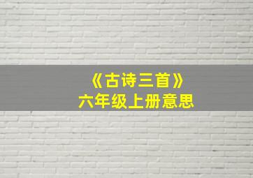 《古诗三首》六年级上册意思