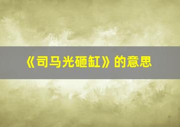 《司马光砸缸》的意思