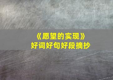 《愿望的实现》好词好句好段摘抄