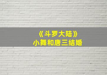 《斗罗大陆》小舞和唐三结婚