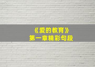 《爱的教育》第一章精彩句段