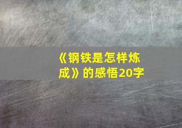 《钢铁是怎样炼成》的感悟20字