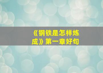 《钢铁是怎样炼成》第一章好句