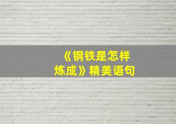 《钢铁是怎样炼成》精美语句