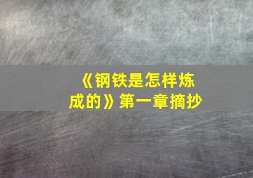 《钢铁是怎样炼成的》第一章摘抄