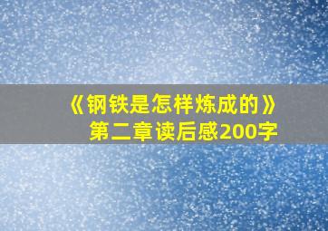 《钢铁是怎样炼成的》第二章读后感200字