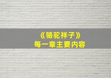 《骆驼祥子》每一章主要内容