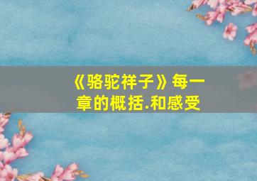 《骆驼祥子》每一章的概括.和感受