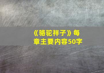 《骆驼祥子》每章主要内容50字