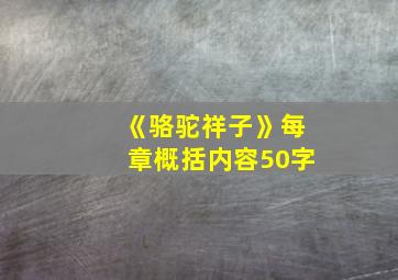 《骆驼祥子》每章概括内容50字