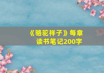 《骆驼祥子》每章读书笔记200字