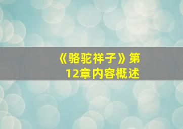 《骆驼祥子》第12章内容概述