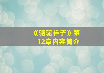 《骆驼祥子》第12章内容简介