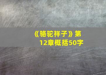 《骆驼祥子》第12章概括50字