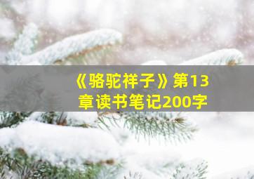 《骆驼祥子》第13章读书笔记200字