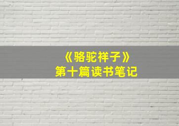 《骆驼祥子》第十篇读书笔记