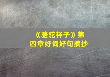 《骆驼祥子》第四章好词好句摘抄