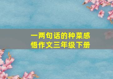 一两句话的种菜感悟作文三年级下册