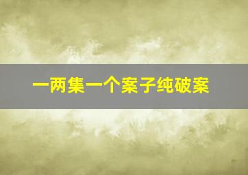 一两集一个案子纯破案