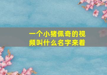 一个小猪佩奇的视频叫什么名字来着