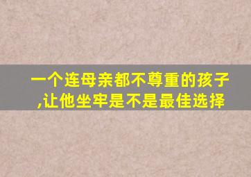 一个连母亲都不尊重的孩子,让他坐牢是不是最佳选择